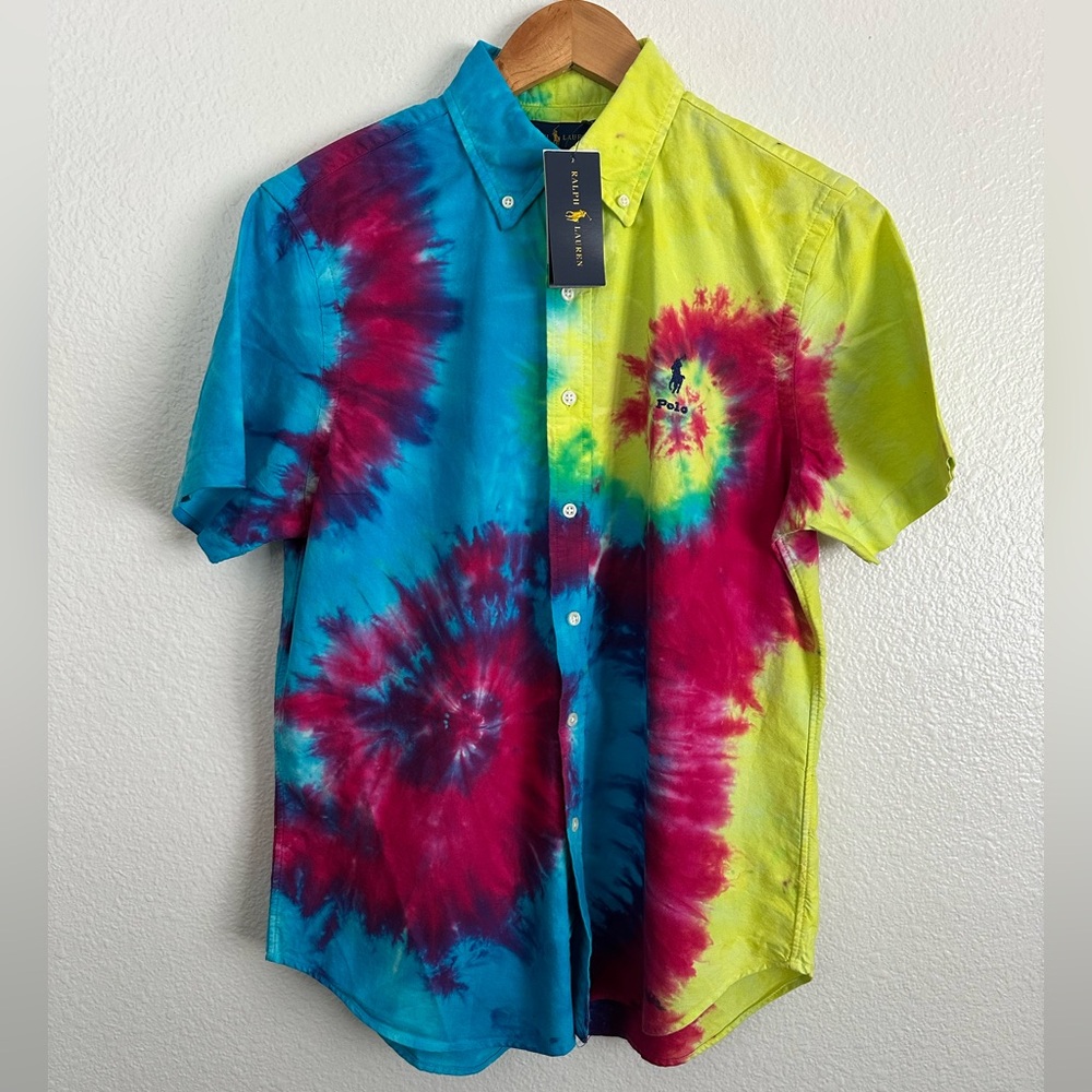 Polo Ralph Lauren Pony Laguna Tie Dye Button Shirt Riviera PWing Men Size Medium